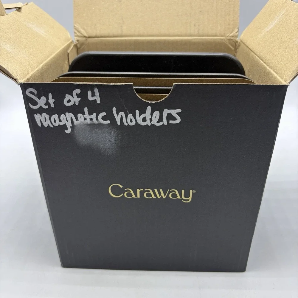 Caraway 4 Piece Set Magnetic Pots Pans Rack Black Divider Organizer Holder New
